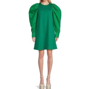 Area Stars Green Puff Sleeve A Line Mini Dress, Women's Size Small, NWT